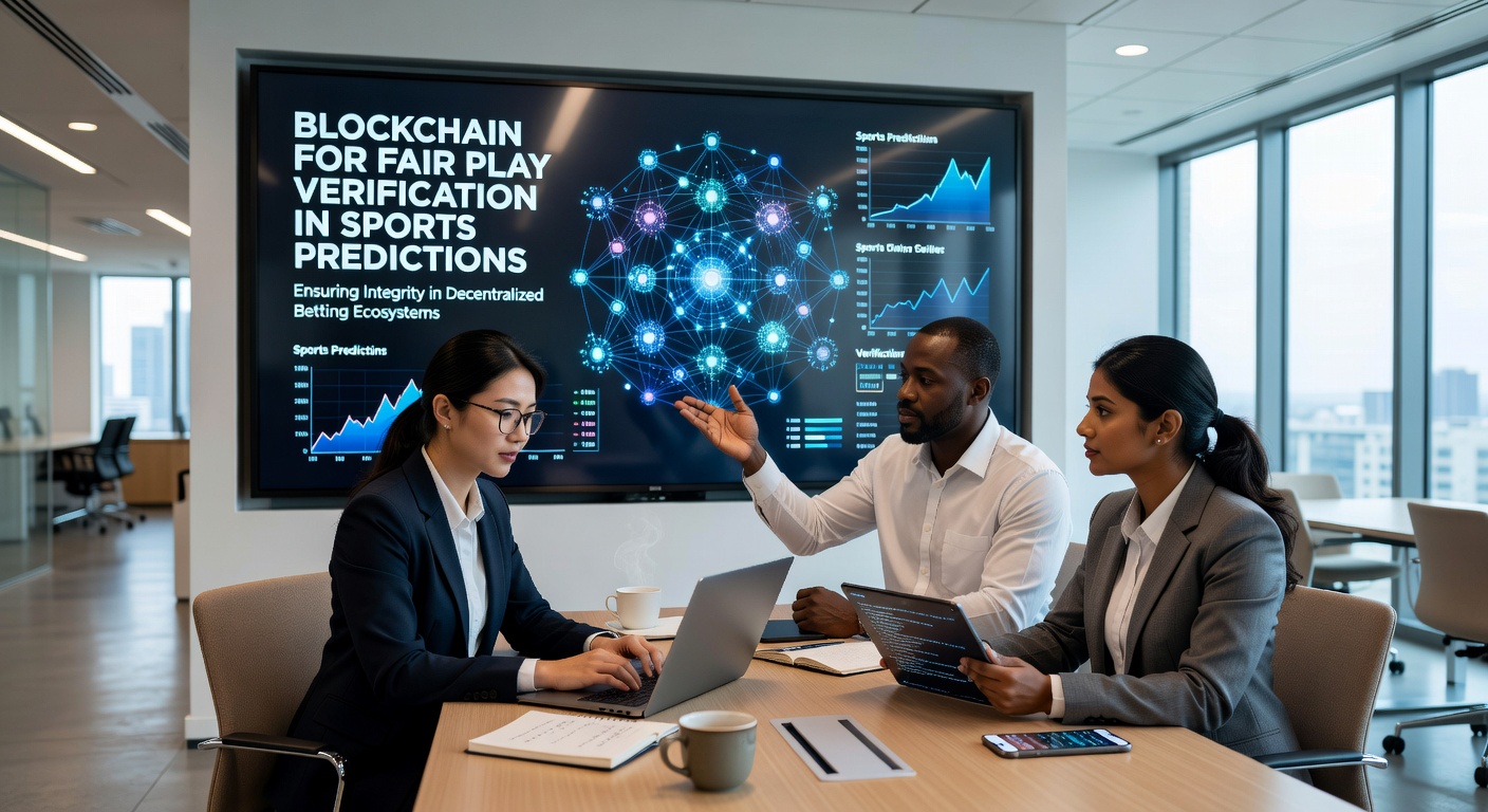 Interactive gaming interface displaying real-time sports predictions secured by blockchain verification