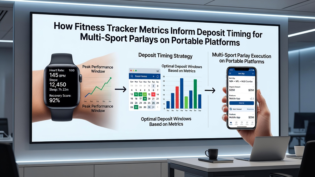 Mobile screen showing fitness metrics overlay on a multi-sport parlay builder interface