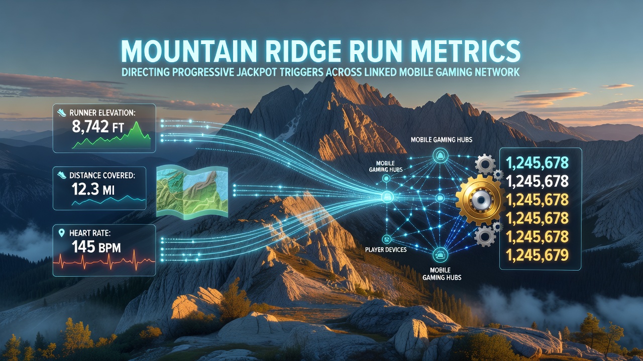Network diagram illustrating how mountain ridge run metrics connect to jackpot trigger points in mobile gaming infrastructure