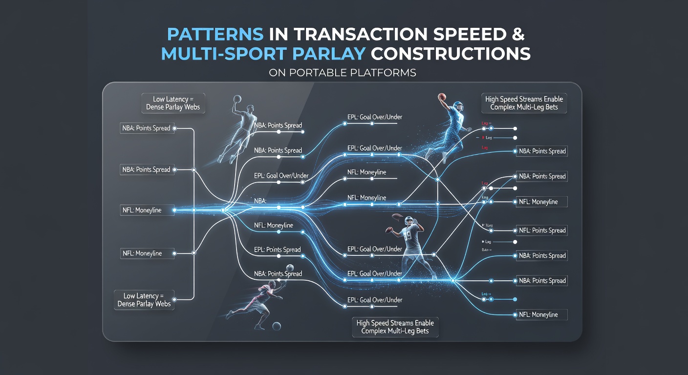 Mobile device displaying multi-sport parlay options with transaction speed indicators