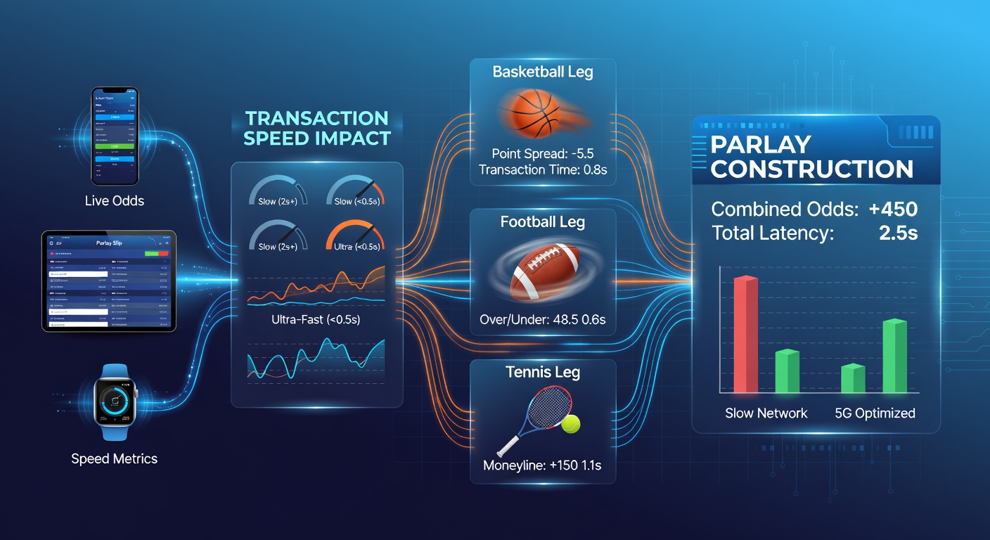 Tablet screen showing layered multi-sport parlay construction interface